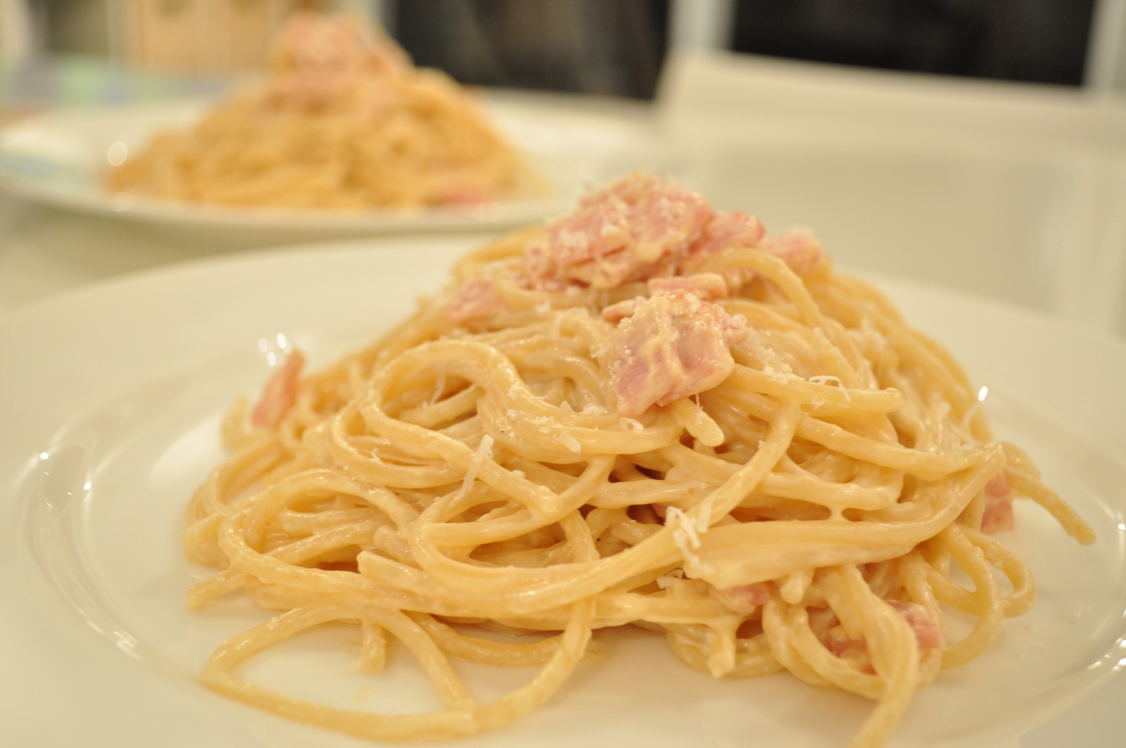 Spaghetti with white truffle oil and bacon Claire K Creations