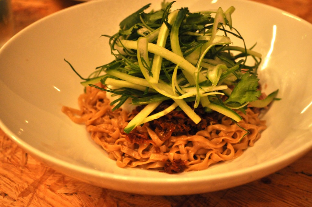 Egg noodles with XO sauce, braised duck, soft poached egg $18
