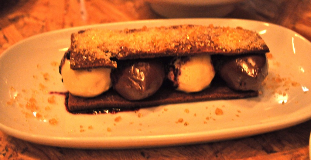 “Ice Cream Sandwich” vanilla ice cream, chocolate brownie, blueberry $12
