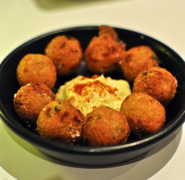 El Serpis ancoa stuffed and fried olives, aioli $11