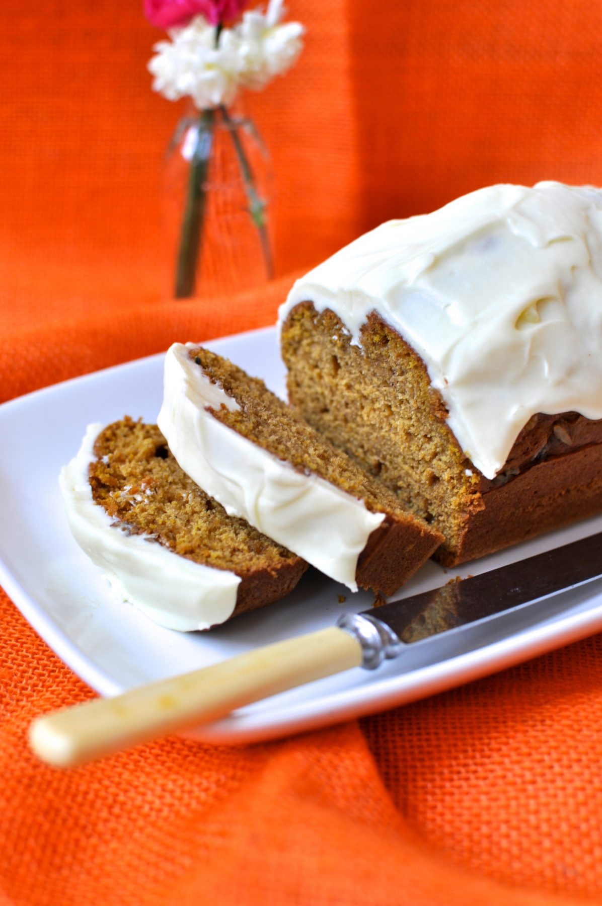 Harvest pumpkin bread with cream cheese icing Claire K Creations