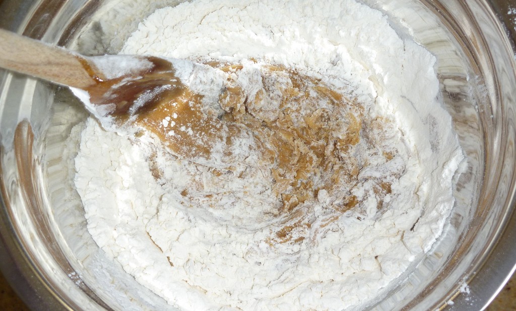 P1020987 Mix the flour into the best ever gingerbread cookie recipe