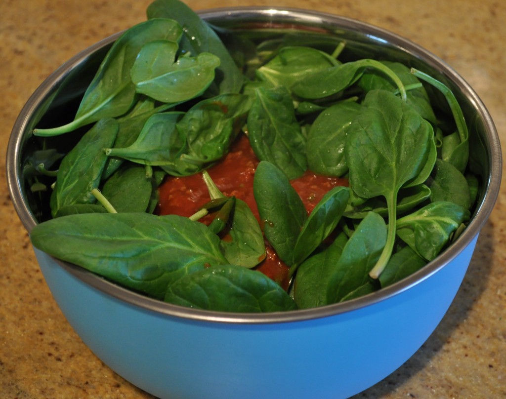 Spinach and sauce