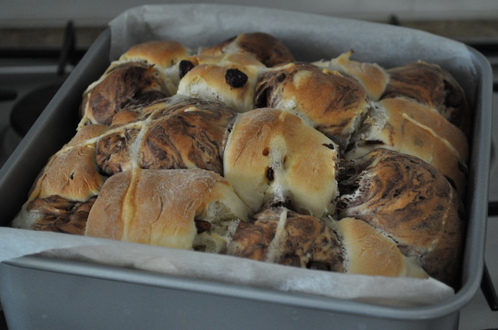 Baked and beautiful checkerboard hot cross buns
