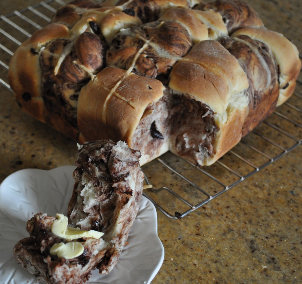 Checkerboard hot cross buns - chocolate chip and classic fruit hot cross bun recipes