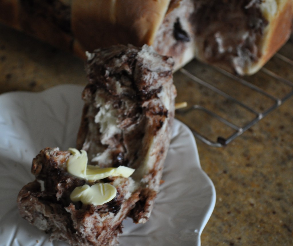 Chocolate chip checkerboard hot cross bun