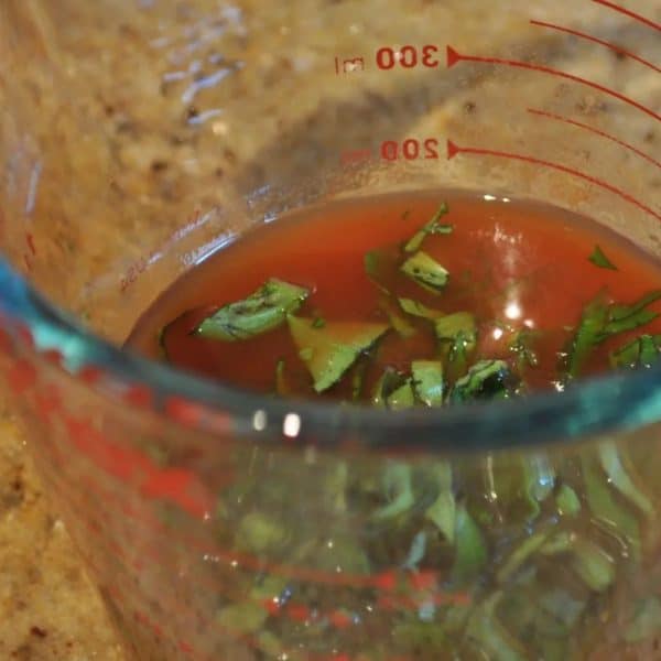 Making the basil sauce