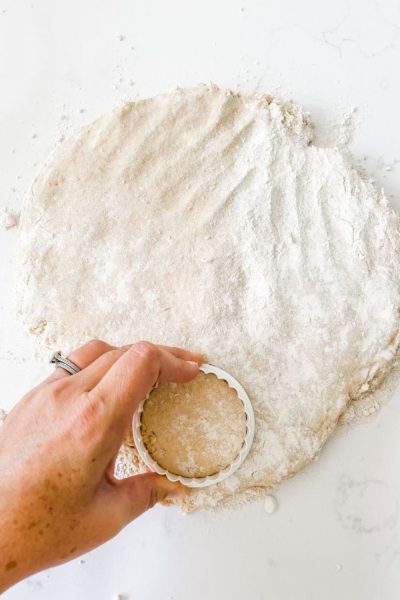 Cutting lemonade scone dough
