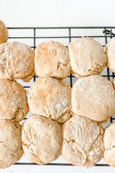 Lemonade 3 ingredient scones cooling on a cooling rack