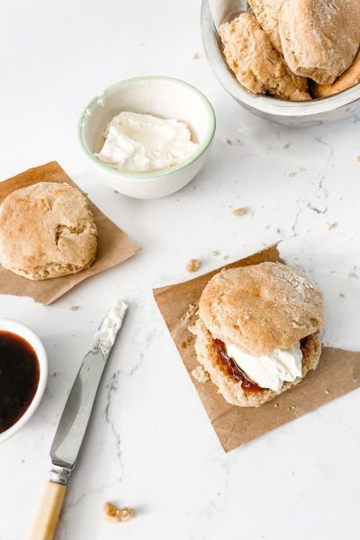 Lemonade scones with jam and cream