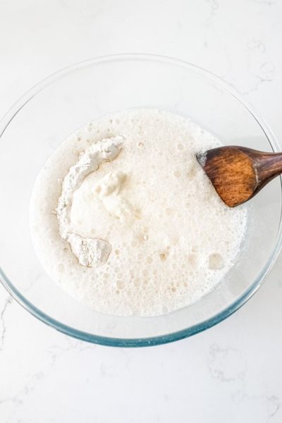 Mixing ingredients for lemonade scones