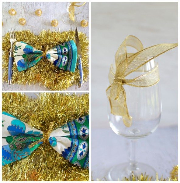 Gold and blue Christmas table via www.clairekcreations.com
