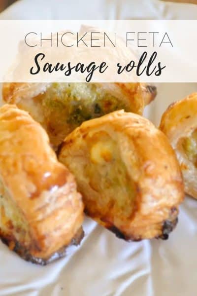Homemade chicken feta sausage rolls (with spinach) - make ahead, freezable party food