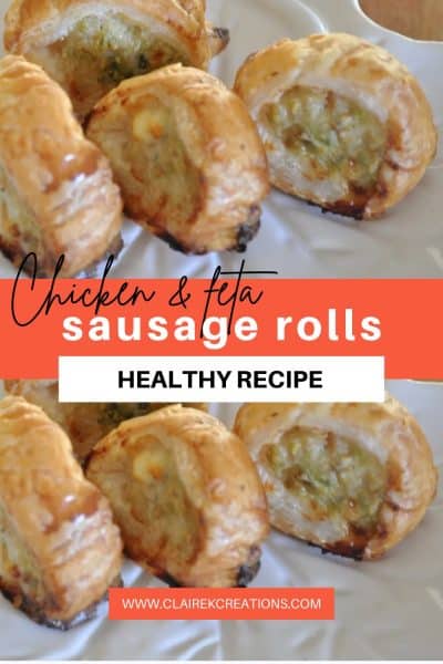 Homemade chicken feta sausage rolls (with spinach) - make ahead, freezable party food