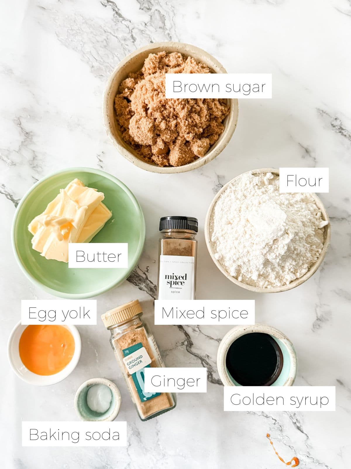 Ingredients needed to make gingernut biscuits