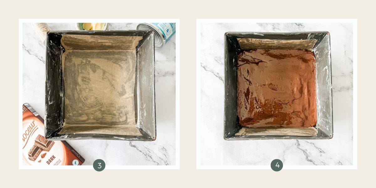 Chocolate cinnamon fudge in tin ready to set in the fridge. 