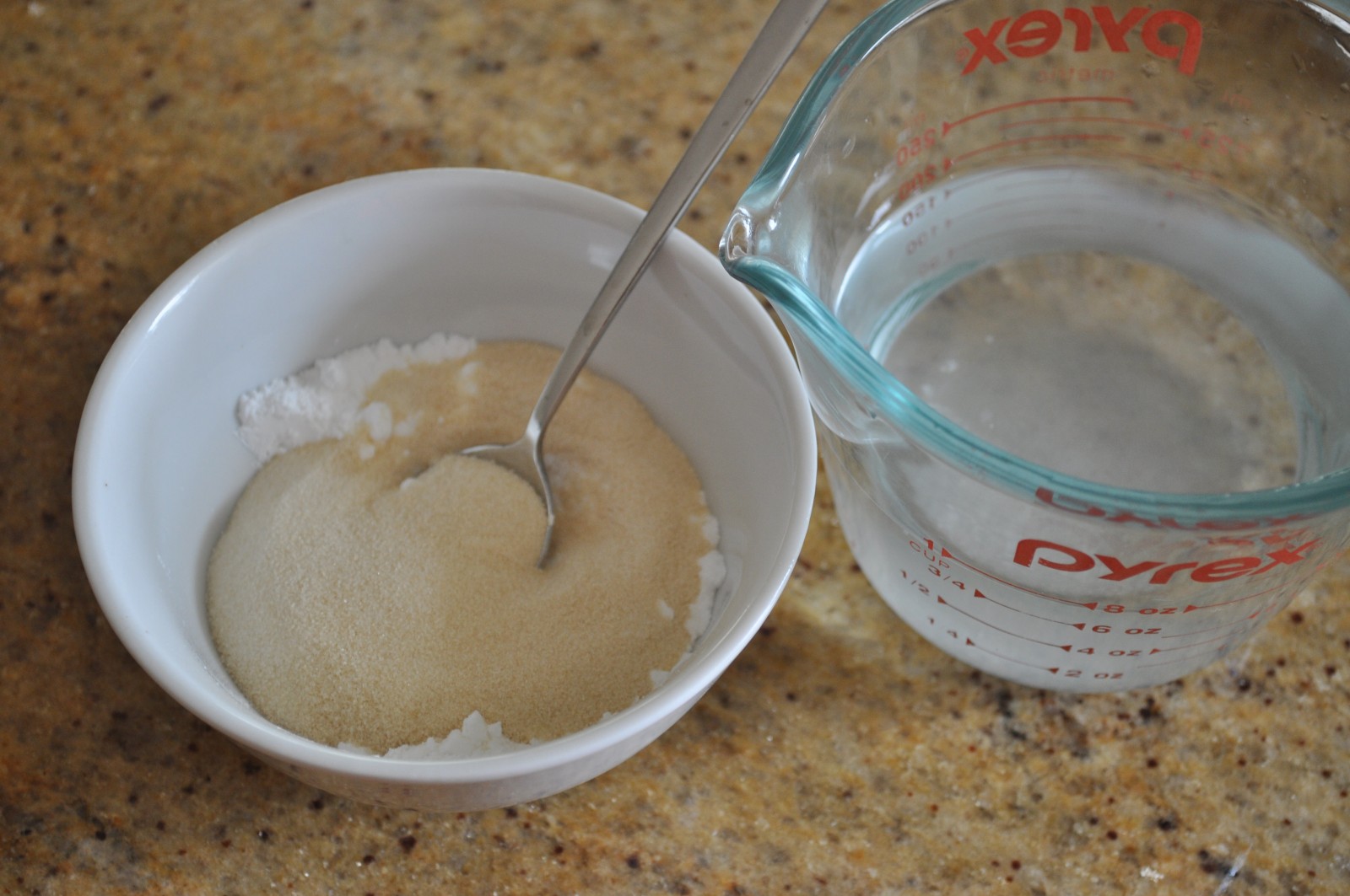 Gelatine, corn flour and water Claire K Creations