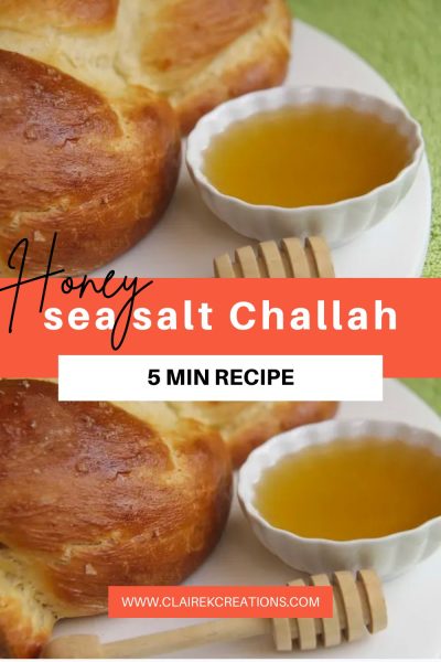 Easy Challah bread with honey + sea salt (in 5 mins)