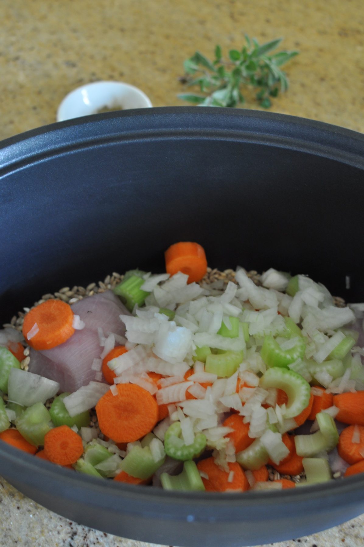 Chicken and barley stew in the slow cooker Claire K Creations