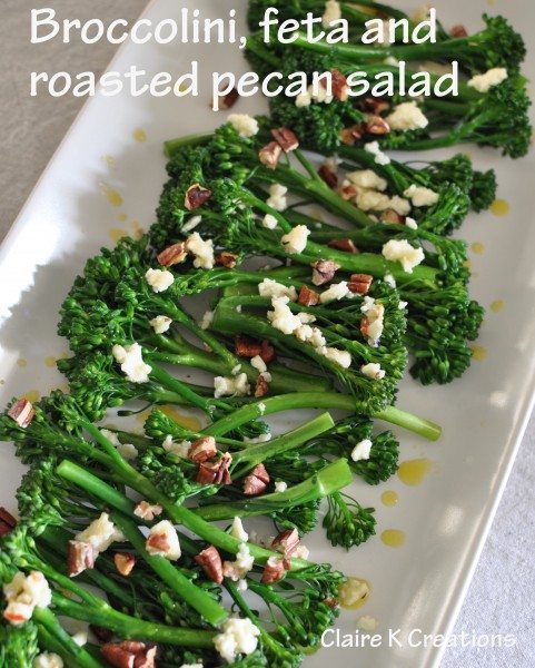 Broccolini, feta and roasted pecan salad