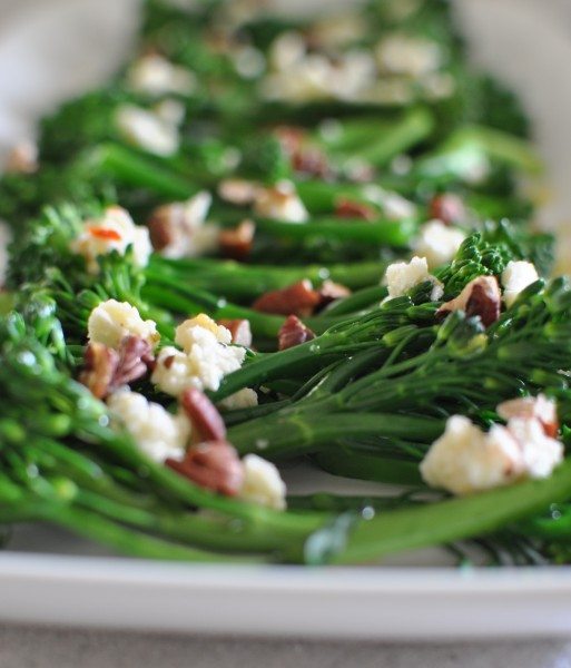 Broccolini, feta and roasted pecan salad