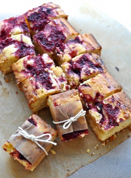 White chocolate & raspberry blondies