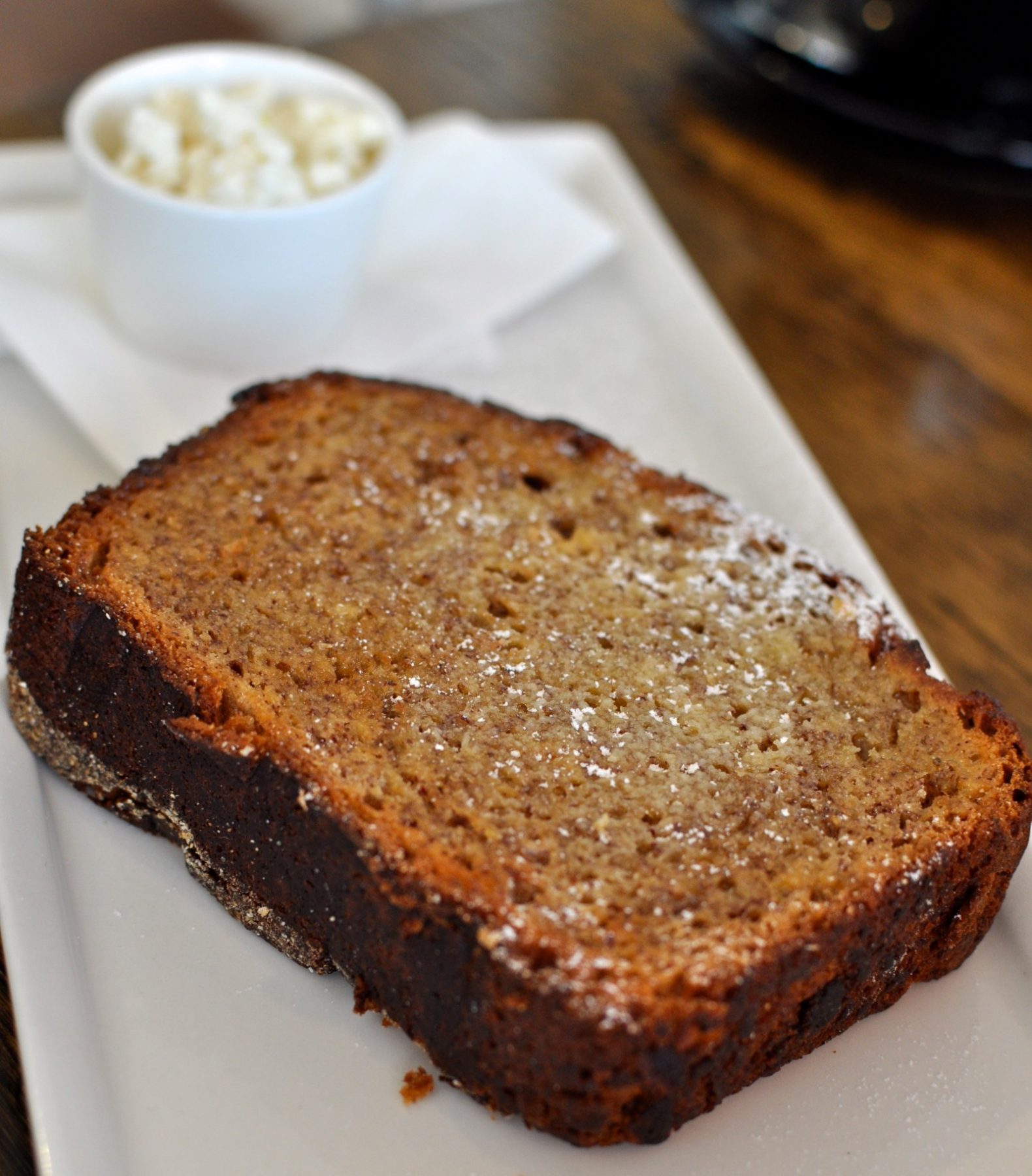 Buttered and toasted banana bread with honeyed ricotta 8 Claire K