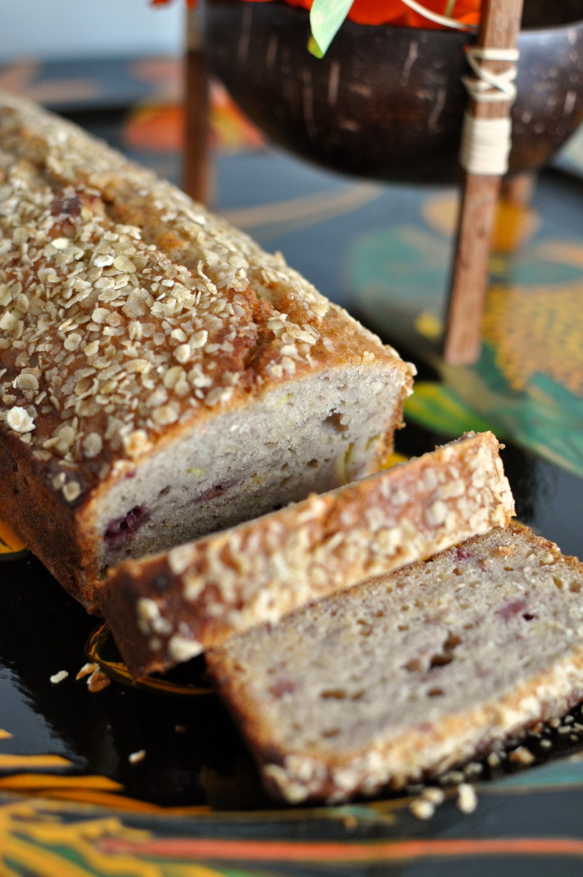 Raspberry and honey oat banana bread Claire K Creations