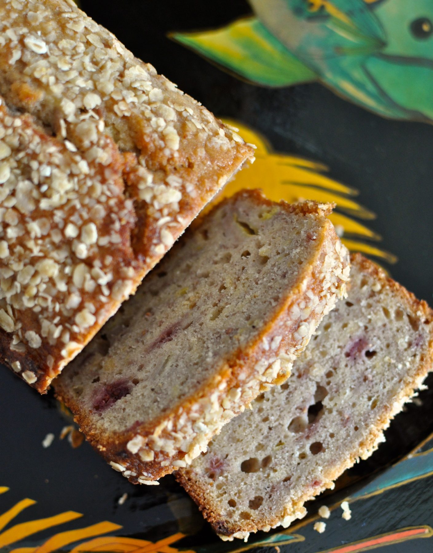 Raspberry and honey oat banana bread Claire K Creations