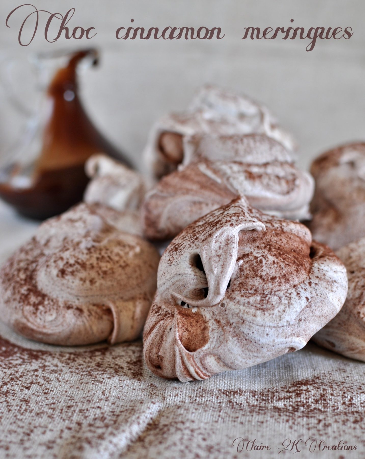 Chocolate cinnamon meringues Happy Tree day Claire K Creations