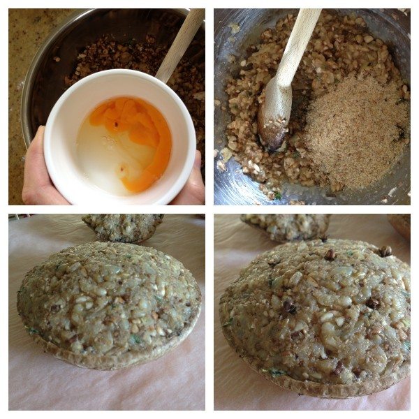Stuffing the mushrooms with Christmas