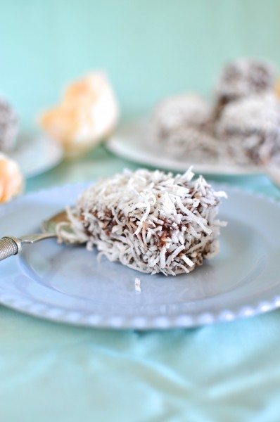 Coconut panna cotta lamington