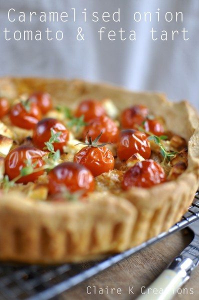 Tomato, onion and feta tart
