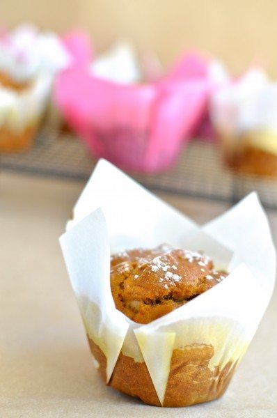 Pretty as a pumpkin - pumpkin apple muffin in cafe style muffin case