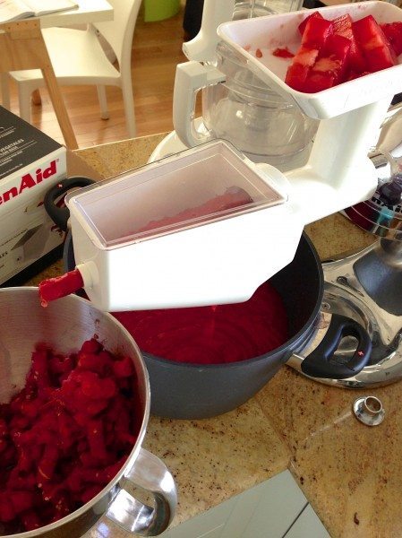 Straining the tomatoes
