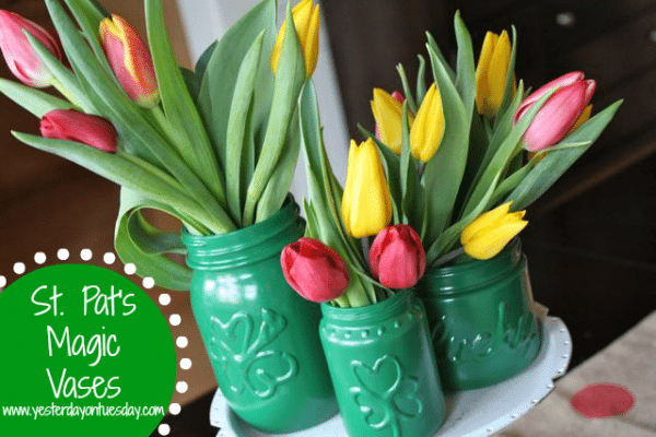 St Patrick's Day vases