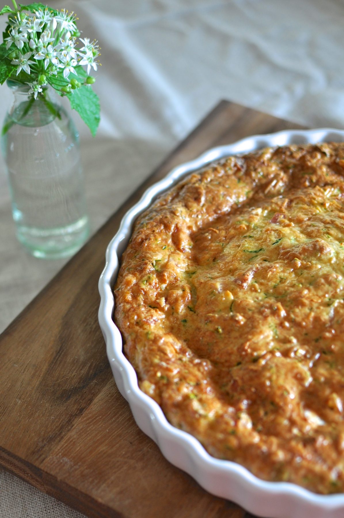 Zucchini and bacon crustless quiche with gluten free option