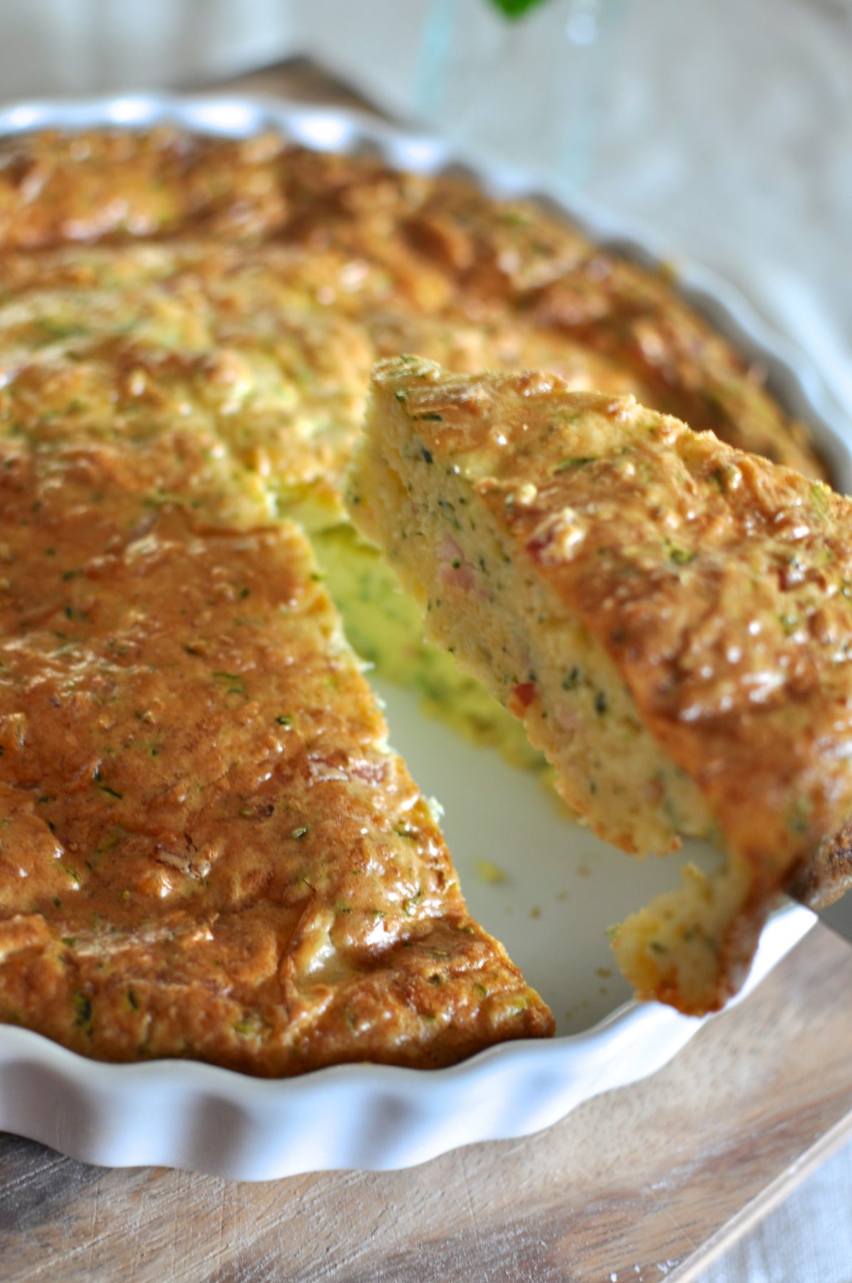 Zucchini and bacon crustless quiche with gluten free option