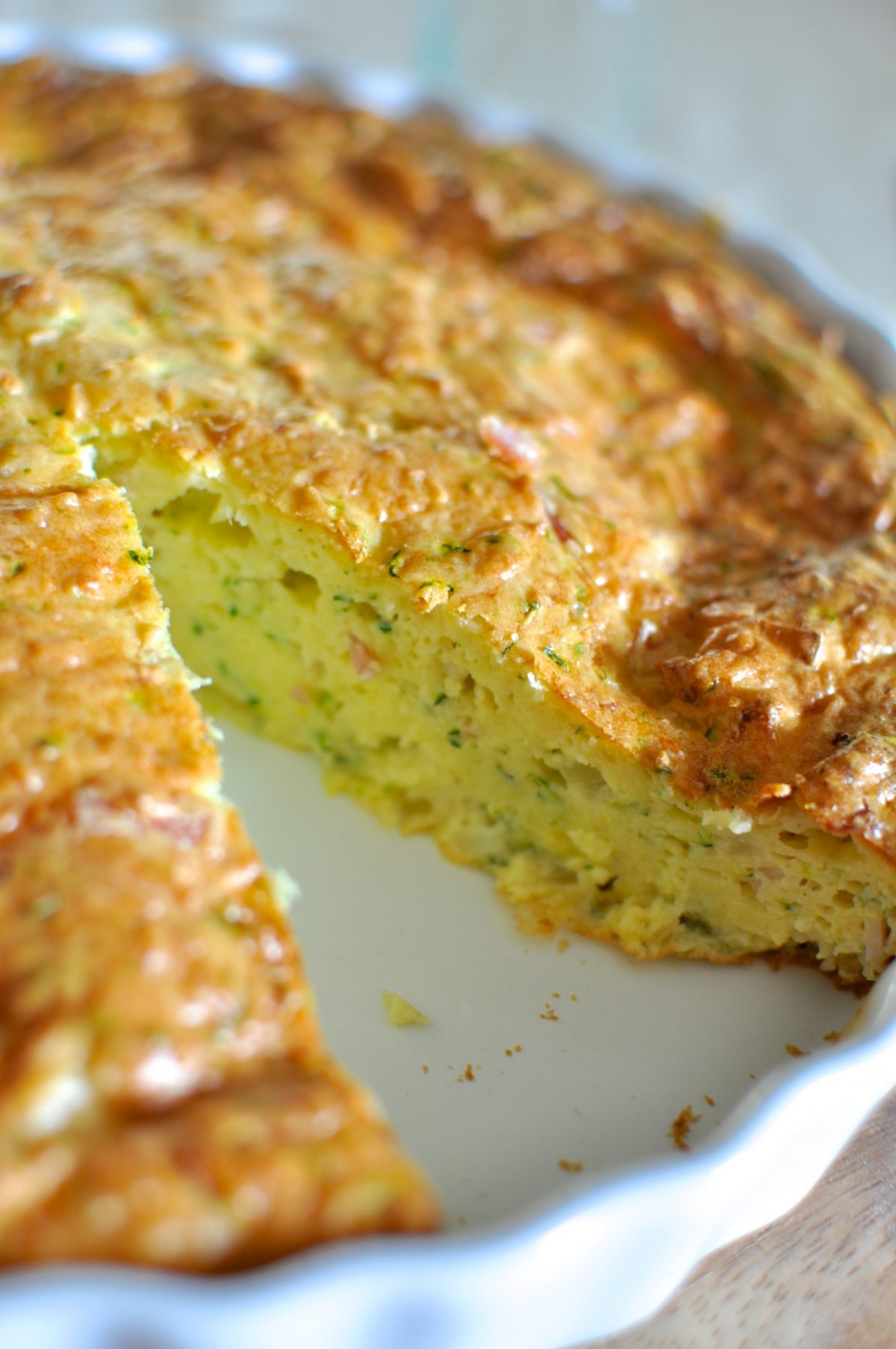 Zucchini and bacon crustless quiche with gluten free option