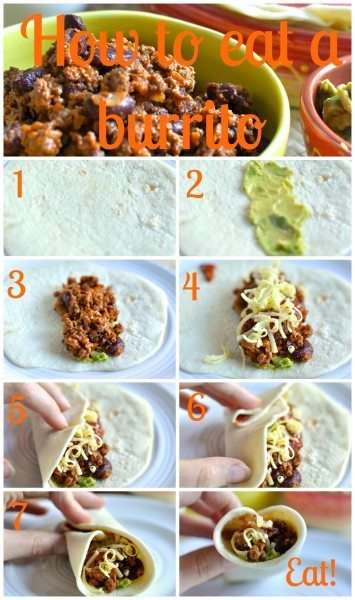 How to eat a burrito via Claire K Creations www.clairekcreations.com