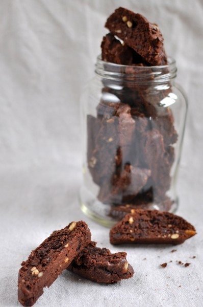 Chocolate olive biscotti