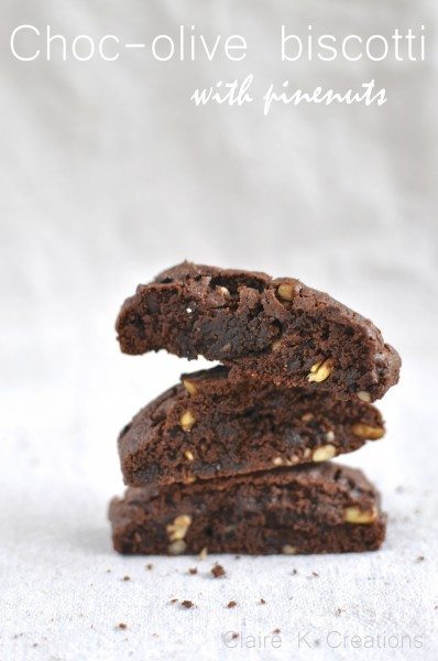 Chocolate olive biscotti