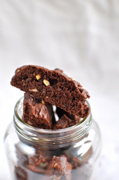 Chocolate olive biscotti