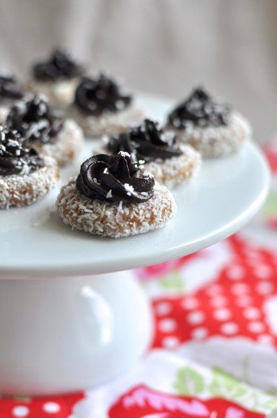 no bake coconut macadamia biscuits with chocolate icing