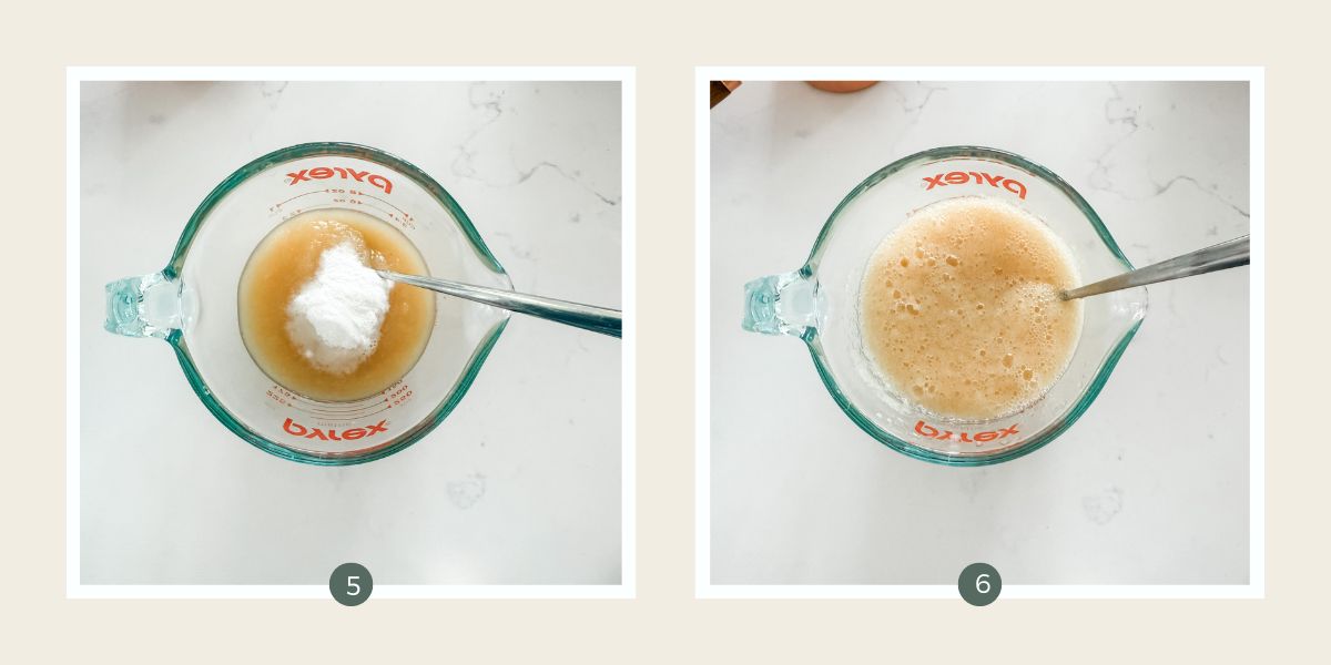 Mashed banana with baking soda added. 