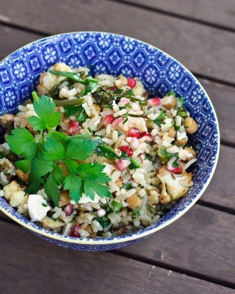 Winter brown rice salad