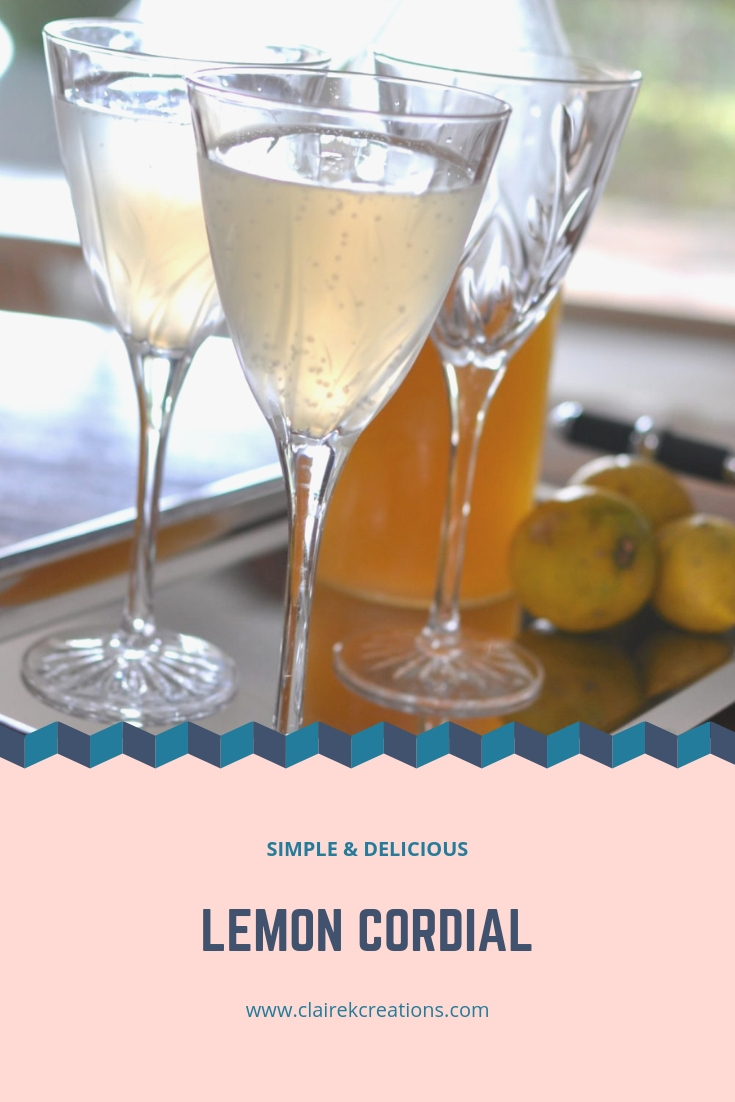 lemon cordial homemade recipe via www.clairekcreations.com