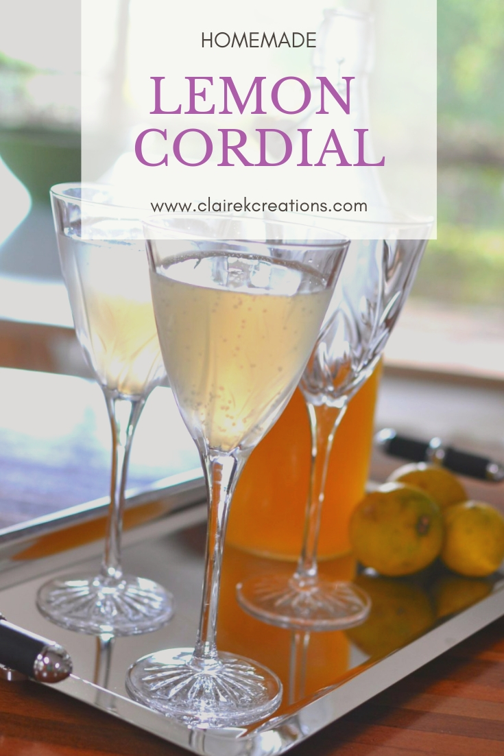 lemon cordial homemade recipe via www.clairekcreations.com