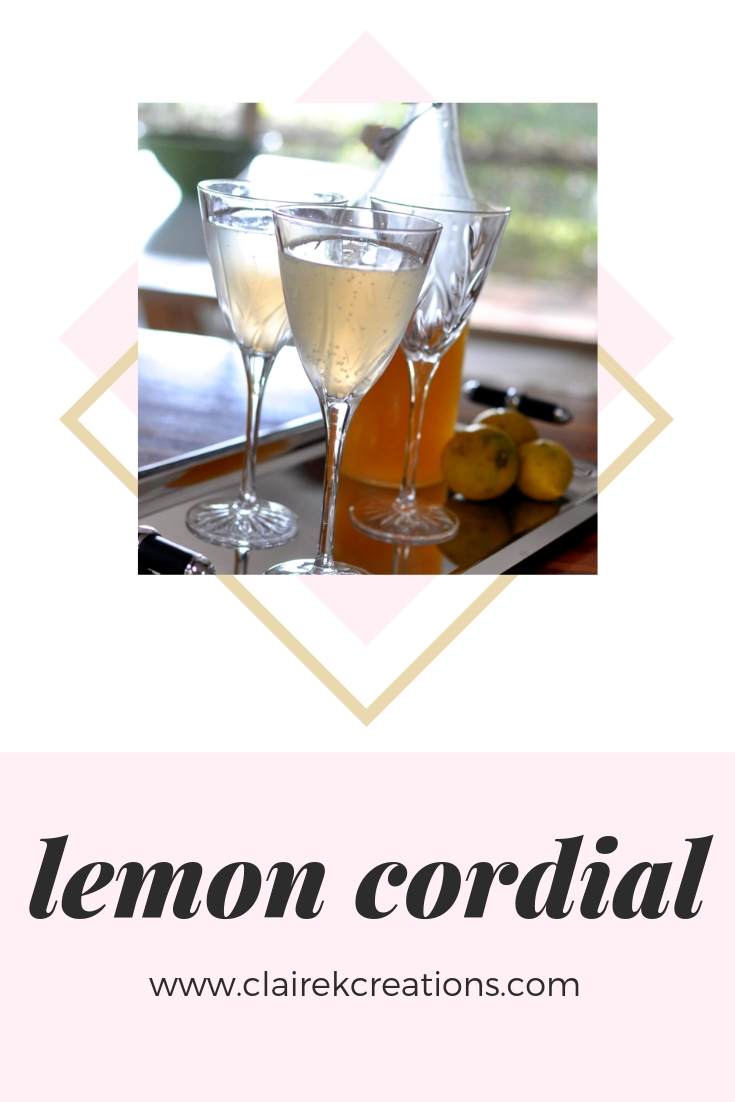 lemon cordial homemade recipe via www.clairekcreations.com