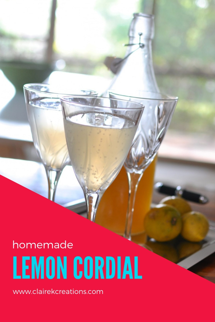 lemon cordial homemade recipe via www.clairekcreations.com